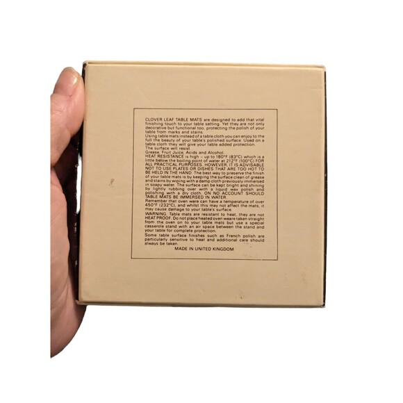 Clover Leaf Melamine Cork Back Botanical Table Mats Boxed Set of 6 - UK VTG MCM - Picture 7 of 16